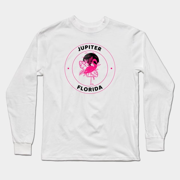 Jupiter, Florida Flamingo T-shirt Long Sleeve T-Shirt by Mountain Morning Graphics